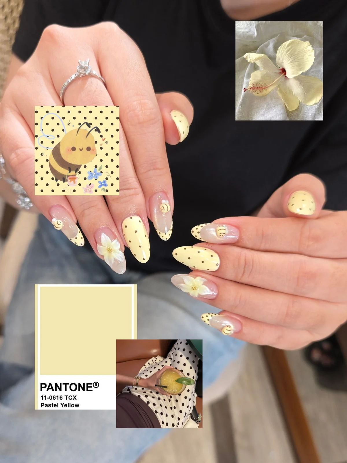Mẫu nail ong hoa 3D vàng pastel - NAIL BY THẢO Tân Phú & Tân Bình