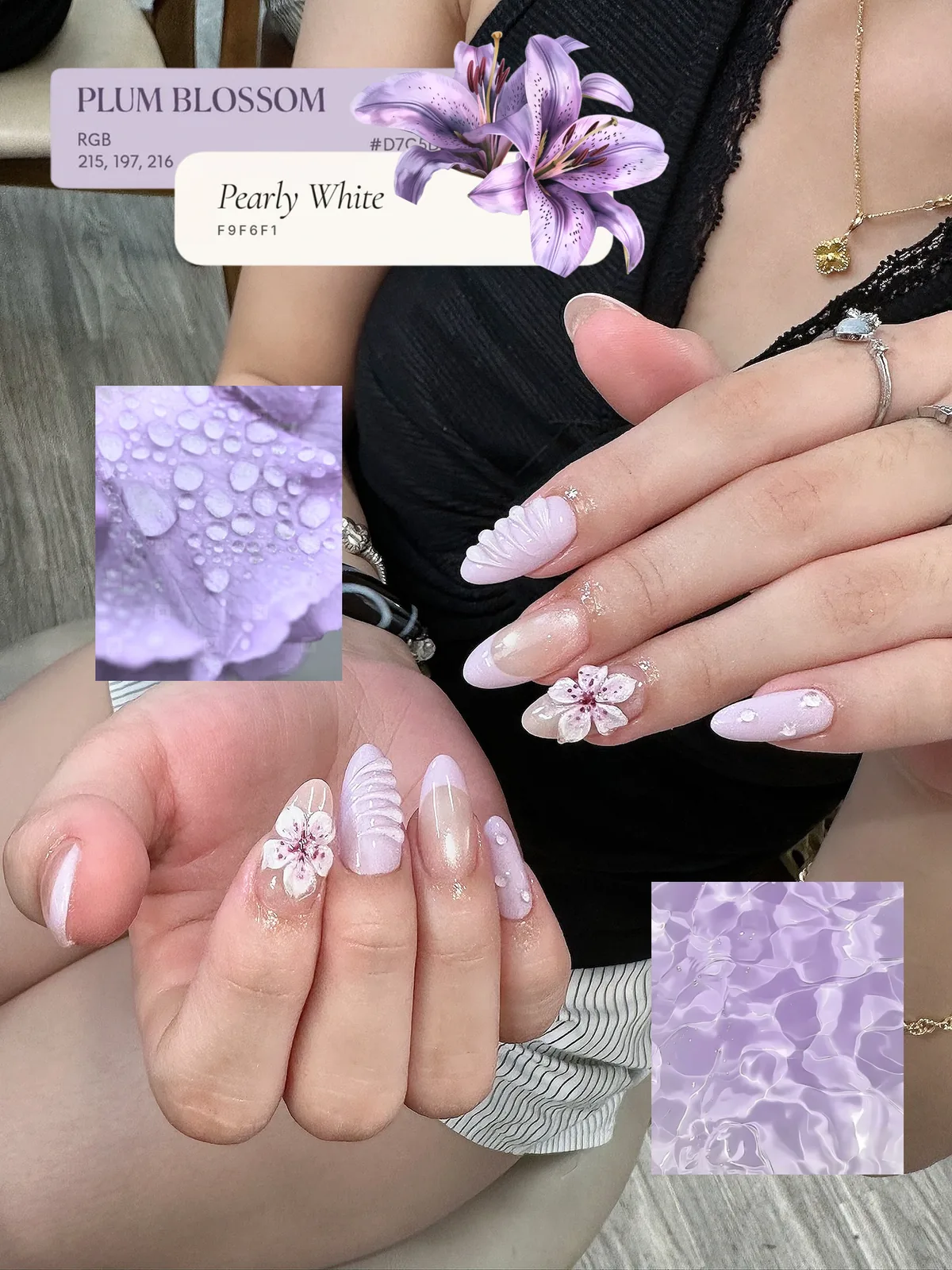 Mẫu nail tím Plum Blossom hoa anh đào 3D - NAIL BY THẢO Tân Phú & Tân Bình