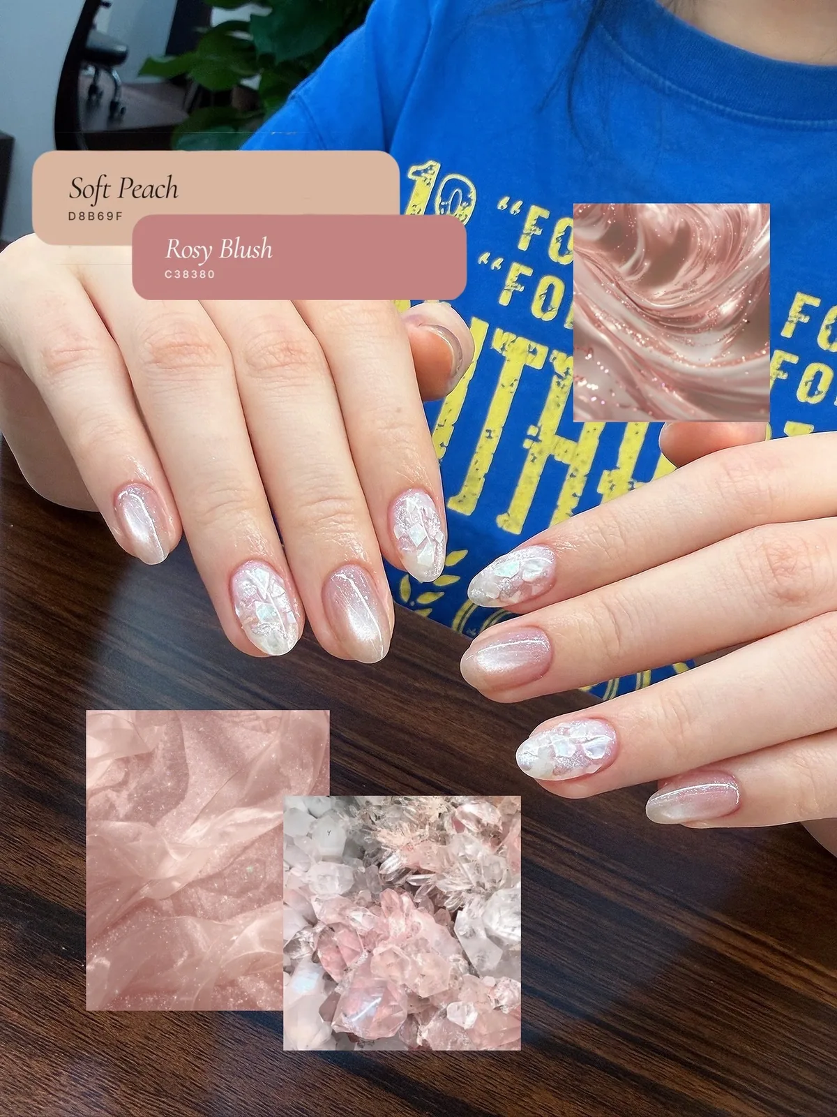Mẫu nail hồng đào ánh kim vỏ sò - NAIL BY THẢO Tân Phú & Tân Bình