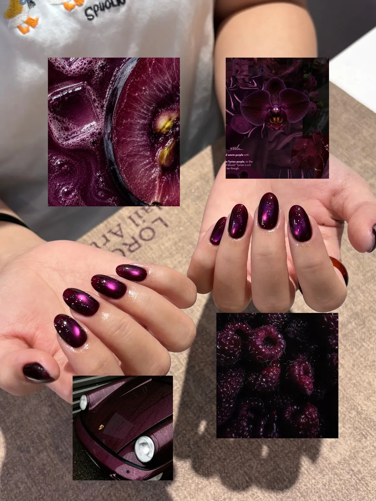 Mẫu nail tím mận tím ánh kim phối đỏ trầm xu hướng thu đông - NAIL BY THẢO Tân Phú & Tân Bình